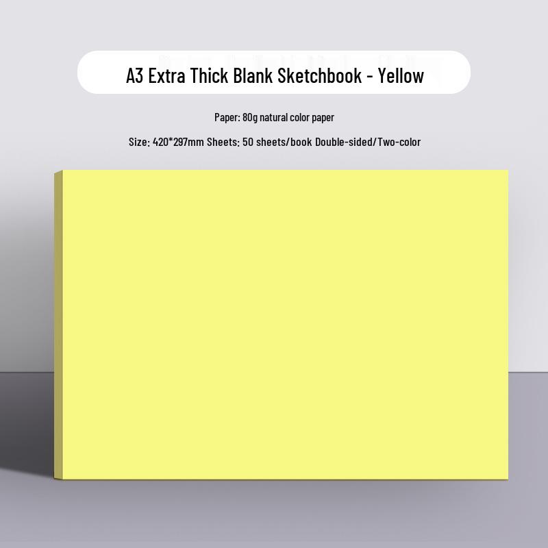 A3 Extra Large Folding Mind Map Notebook - Yellow & White - A4 Blank/Grid/Horizontal Lines