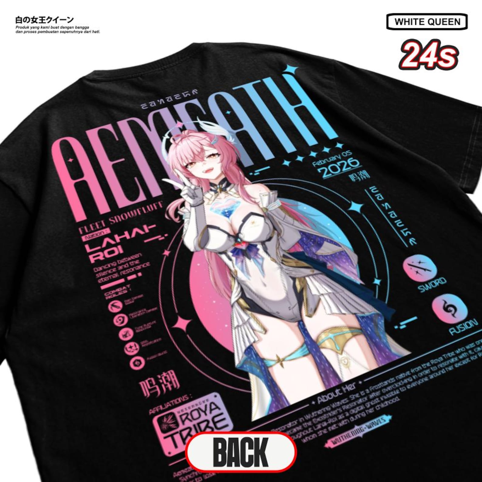 Wuthering Waves Aemeath T-Shirt – Anime Game Character Graphic Tee XL