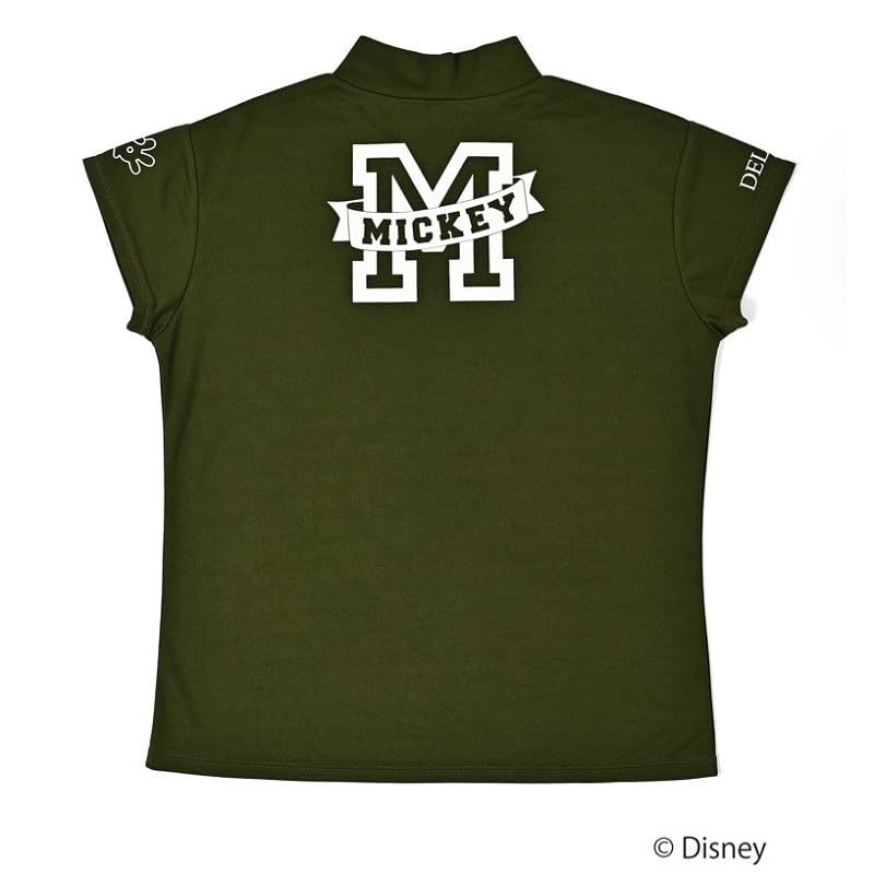 Mickey Mouse Short Sleeve Mock Neck Shirt [Delsol] (JP, Alphabet, L, Standard, Khaki)