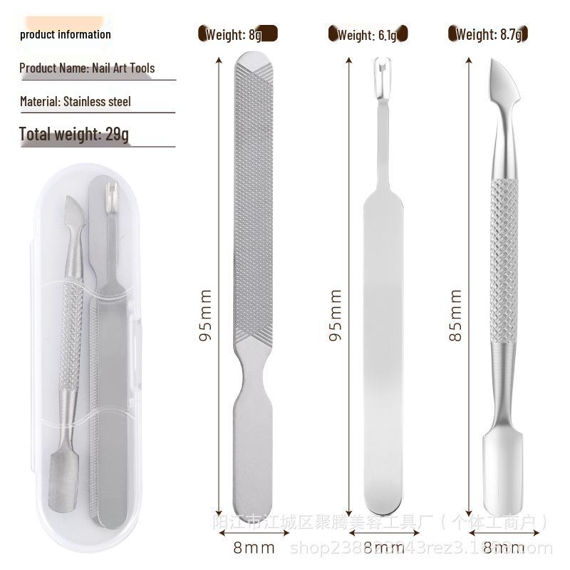 Stainless Steel Nail Art Care Set: Pointed, Slanted Double-Sided Clippers for Press-On Nails