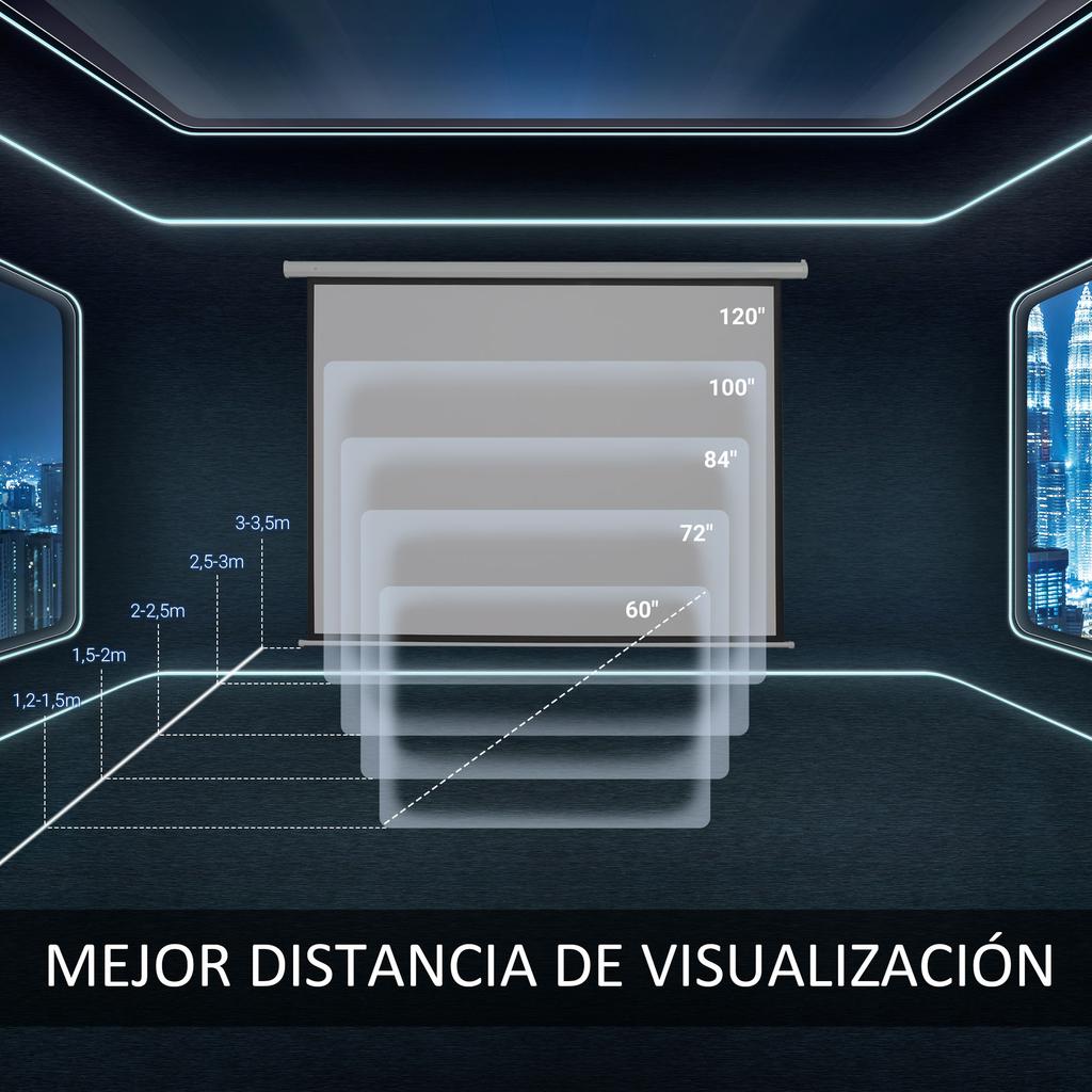 Electric Projection Screen 120 Inches 4:3 Format with Remote Control 244x183 Cm White