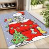 Snoopy'S Festive Doghouse Carpet Rug Soft Washable Anti Slip Home Living Room Sofa Mats Personalized Christmas Rug