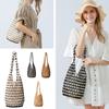 Wooden Bead Woven Hand Bag Hollow-out Tote Bag Bucket Shoulder Bag Handmade Shoulder Bag Casual Beach Handbag for Women