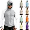 Men's Casual Raglan Sleeve Hooded Long Sleeve Sun Protection Jacket Lightweight Zip Up Outdoor Sportswear for Running Hiking and Daily Wear