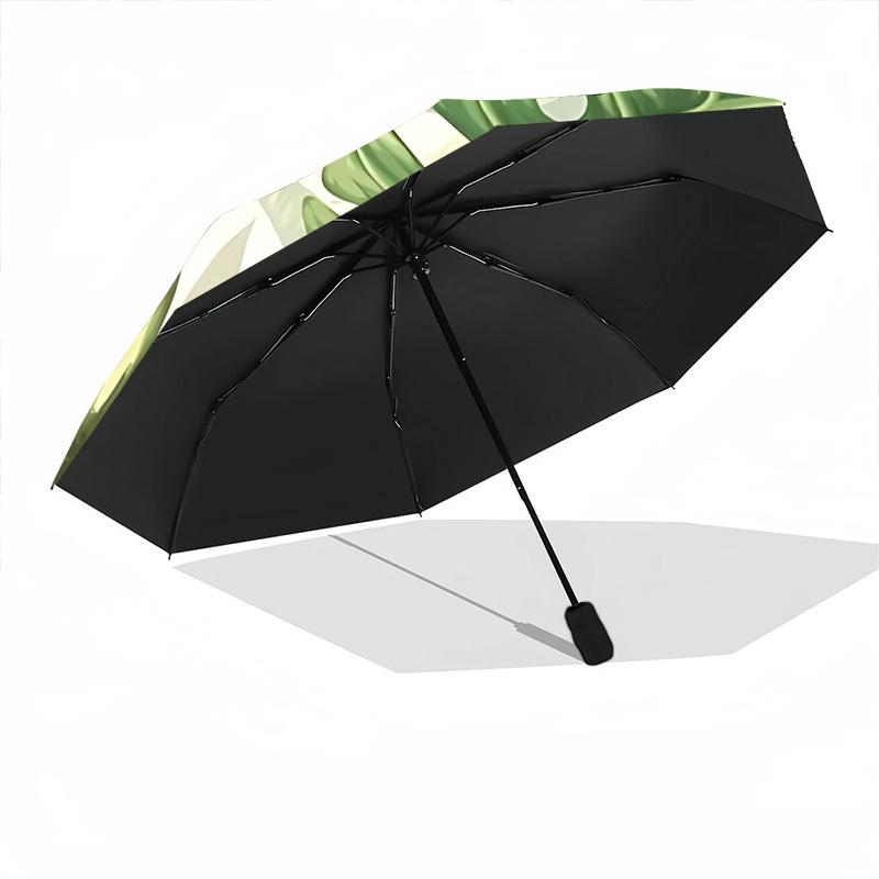 1pc Tropical Leaves Automatic Open/close Umbrella, 8-Rib sturdy structure, Auto Folding/Opening, Portable Travel Umbrella for Women,074