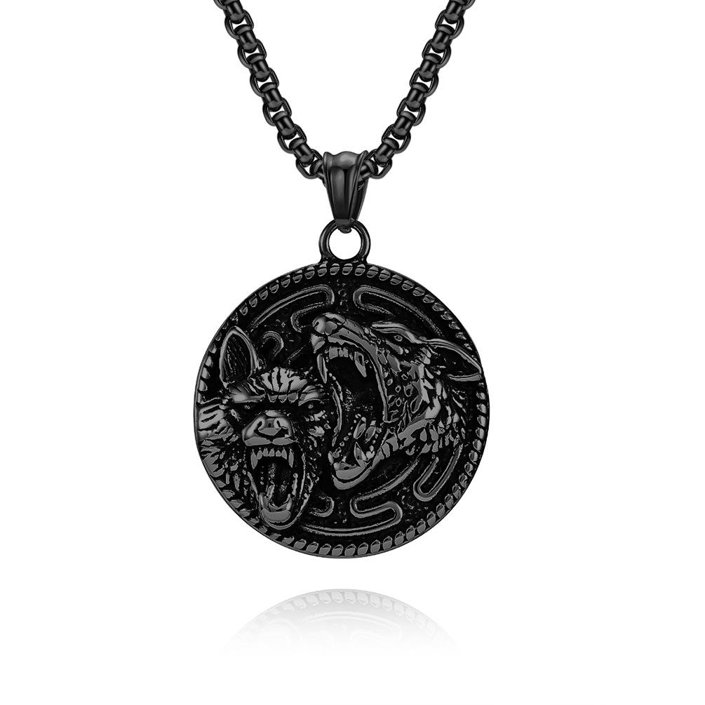 Retro Wolf Head Pendant ,Niche Personality Wear Titanium Steel Necklace