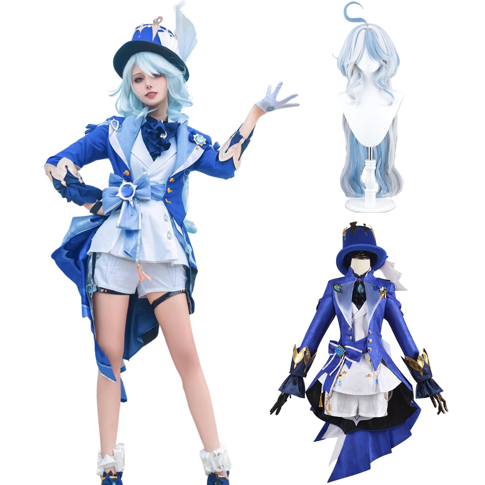 

Furina Cosplay with Wig Suigami Genshin Cosplay Costume Full Set Costume Adult Costume Cultural Festival Genshin Furina Cosplay Wig [Kamizu Ryohin]