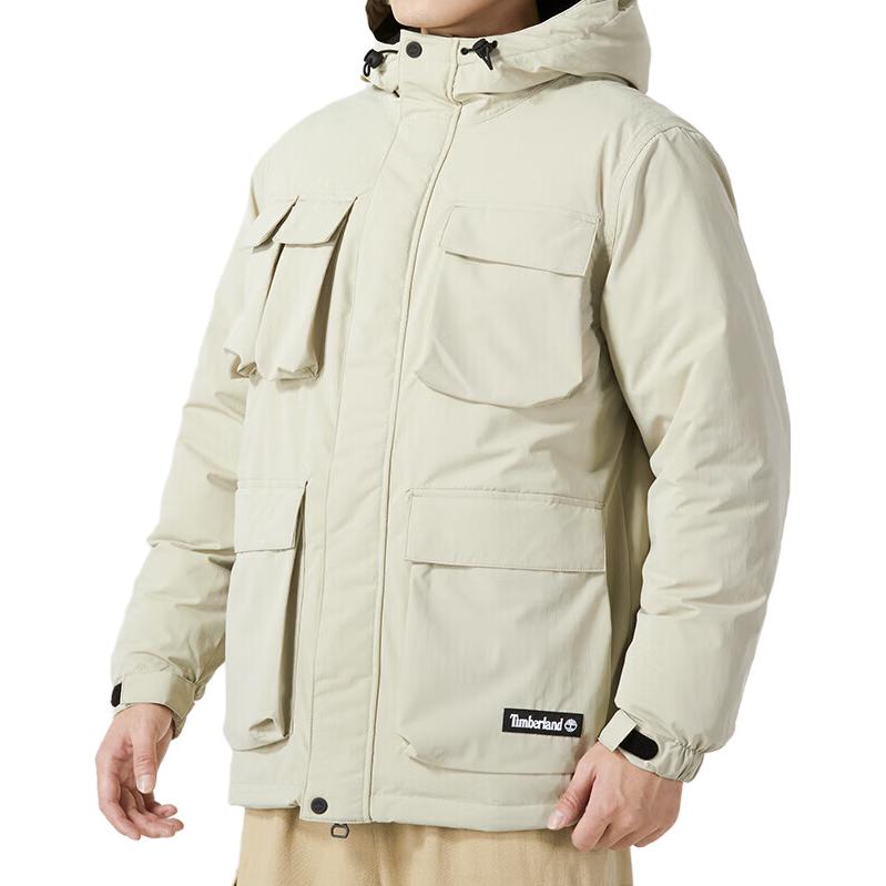 Timberland Giacca Antivento con Cappuccio e Stampa di Lettere Giacca Uomo Grigio A26SKCY2