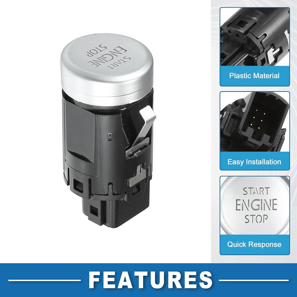 Push Button Starter Switch No.3GD959839 Engine Start Stop Switch Button for Volkswagen Magotan B8 2017-2021 Silver Tone