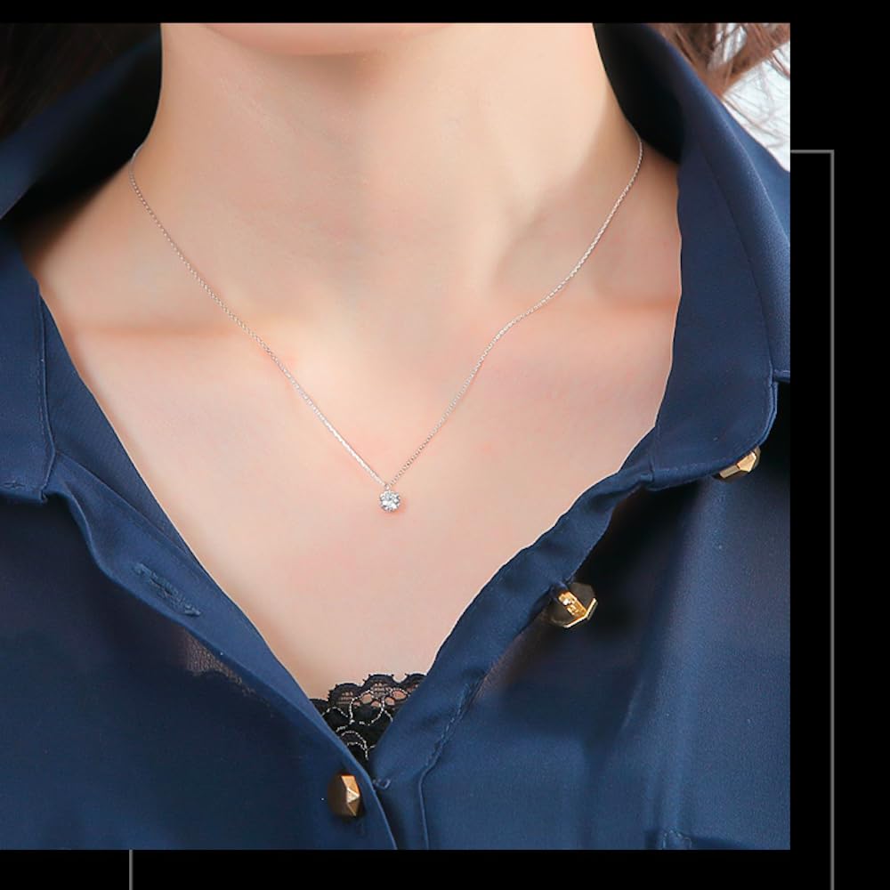 PLUSTER Diamond Necklace for Women with Certificate of Authenticity Diamond PT900 Chain 40cm Simple Popular Anniversary Birthday Present Gift Box