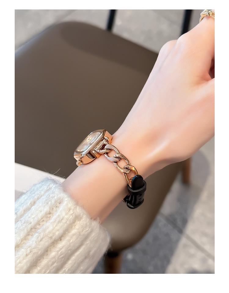 Jinmiou Women's Exquisite Mother-of-Pearl Square Leather Watch, Waterproof and Elegant for Daily Wear.