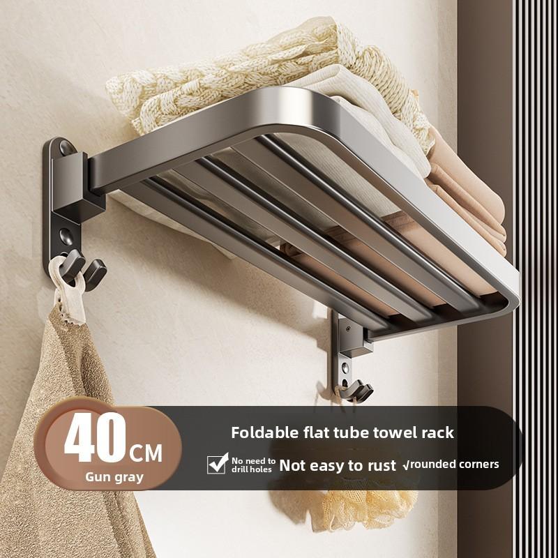 Modern Simple Steel Wallmounted Towel Rack With Foldable Double Bars For Bathroom Storage