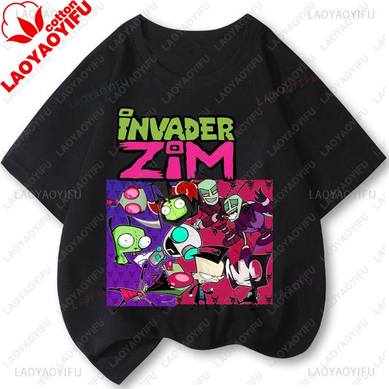 Cartoon Tv Invader Zim T-Shirt Unisex Unisex Retro Cintage Beliebtes Shirt Mode Tee Kawaii Niedlich Kreativität Kurzärmelige Oberteile