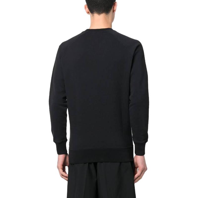 Maison Kitsune Ss23 Solid Color Fox Print Crew Neck Long Sleeve Sweatshirt Men sweatshirt Black KM00304KM0001-P199
