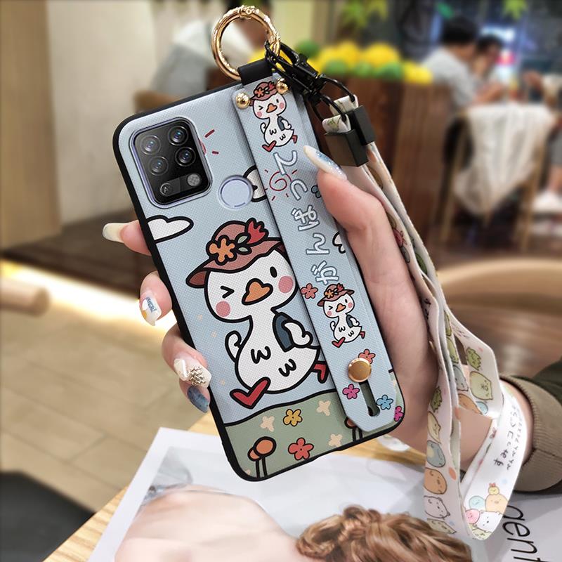 Lanyard Dirt-resistant Phone Case For Tecno Pova/LD7 Soft Case Back Cover Anti-knock Durable Protective Cute Cartoon