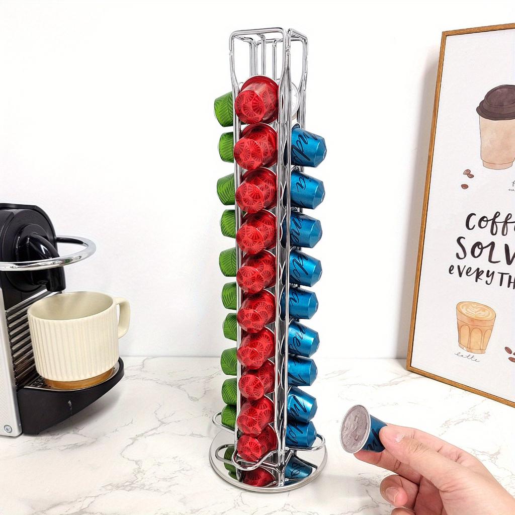 Rotatable Coffee Capsule Rack, Original Coffee Bean Storage Rack, 360 Degree Rotating Coffee Capsule Rack, Holds 40 Capsules