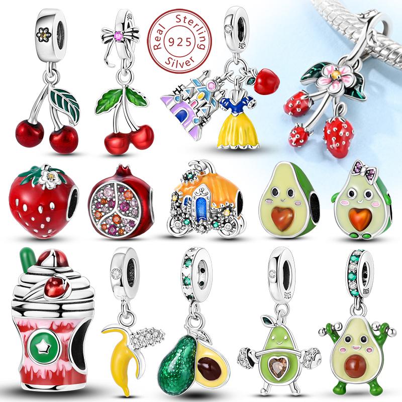 Original Charms Beads Copper Cherry Strawberry Avocado Fruit Charms Pendant For Woman Jewelry Making