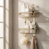 Lavatory Rack with Wire Baskets Brushed Wall Storage Basket SpaceSaving WallFixed Shower