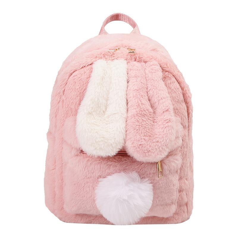 Personalized Plush Backpack For Women In Autumn And Winter, New Cute Rabbit Ears, Plush Women's Backpack, Plush Bag