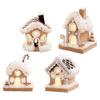 Lighted Gingerbread Christmas Village House with LED Lights Foam Fabric Table Centerpiece Ornament for Holiday Home Decorations