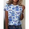 3D Print Women Round Neck Short Sleeve T Shirt Tees Harajuku Y2K Top Female Clothing