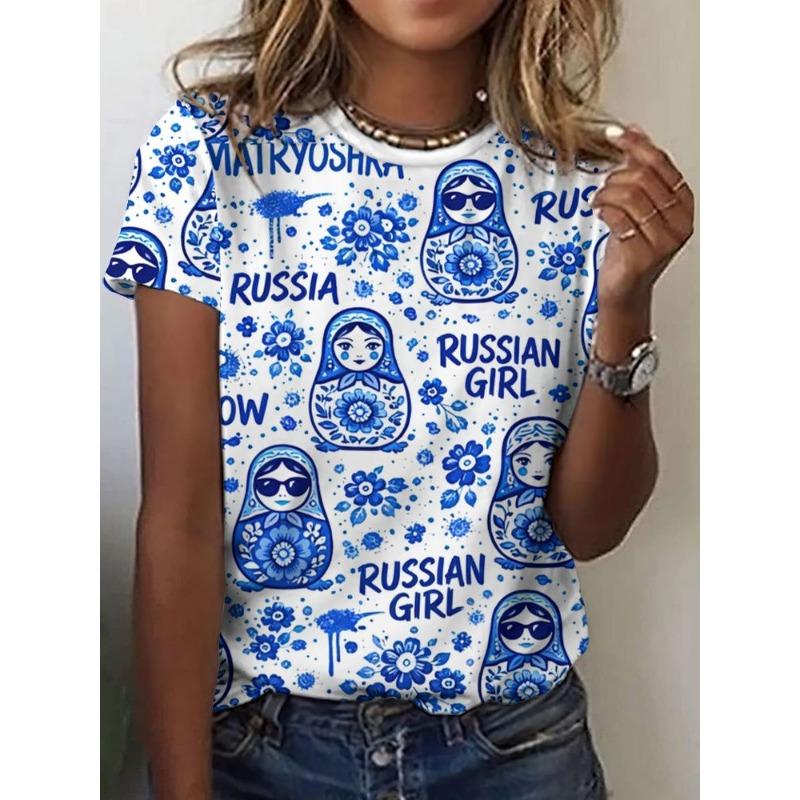3D Print Women Round Neck Short Sleeve T Shirt Tees Harajuku Y2K Top Female Clothing