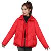 Winter Women Coat Short Thin Padded Hooded Turn Down Collar Pure Color Fake Two Piece Zipper Button Closure Down