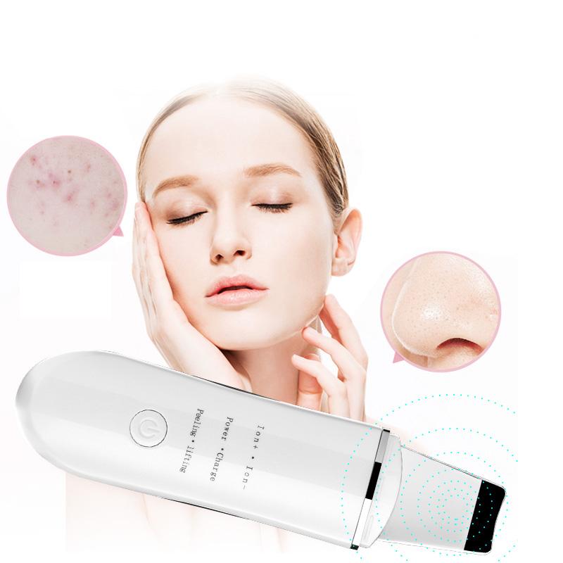 Portable Electric Facial Dead Skin Peeling Machine Professional Sonic Face Cleaning Spatula Ultrasonic Skin Scrubber USB recharge белый