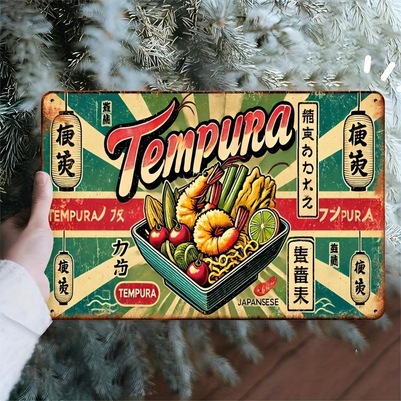 

Vintage Tempura Metal Wall Sign Retro Japanese Sushi Decor with Authentic Ingredients Rustic Iron Art for Kitchen Dining R 20x30cm（7.8x11.8inch）