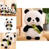 Adorable Cartoon Panda Plush Doll Toy With Short Fur And Pp Cotton Filling
