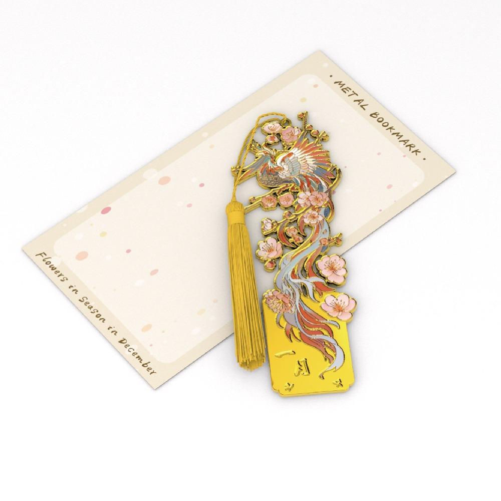 Metal Flower Metal Bookmark Hollow Literary Flower Stationery Pagination Mark Painting Tassel Pendant Bookmark
