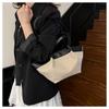 Spring new retro portable shoulder bag niche design canvas splicing large capacity tote bag