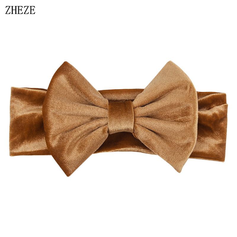Baby Soft 5" Hair Bow Headband Kids Girls Velvet Headwrap Turband Toddler Photo Pro DIY Hair Accessories