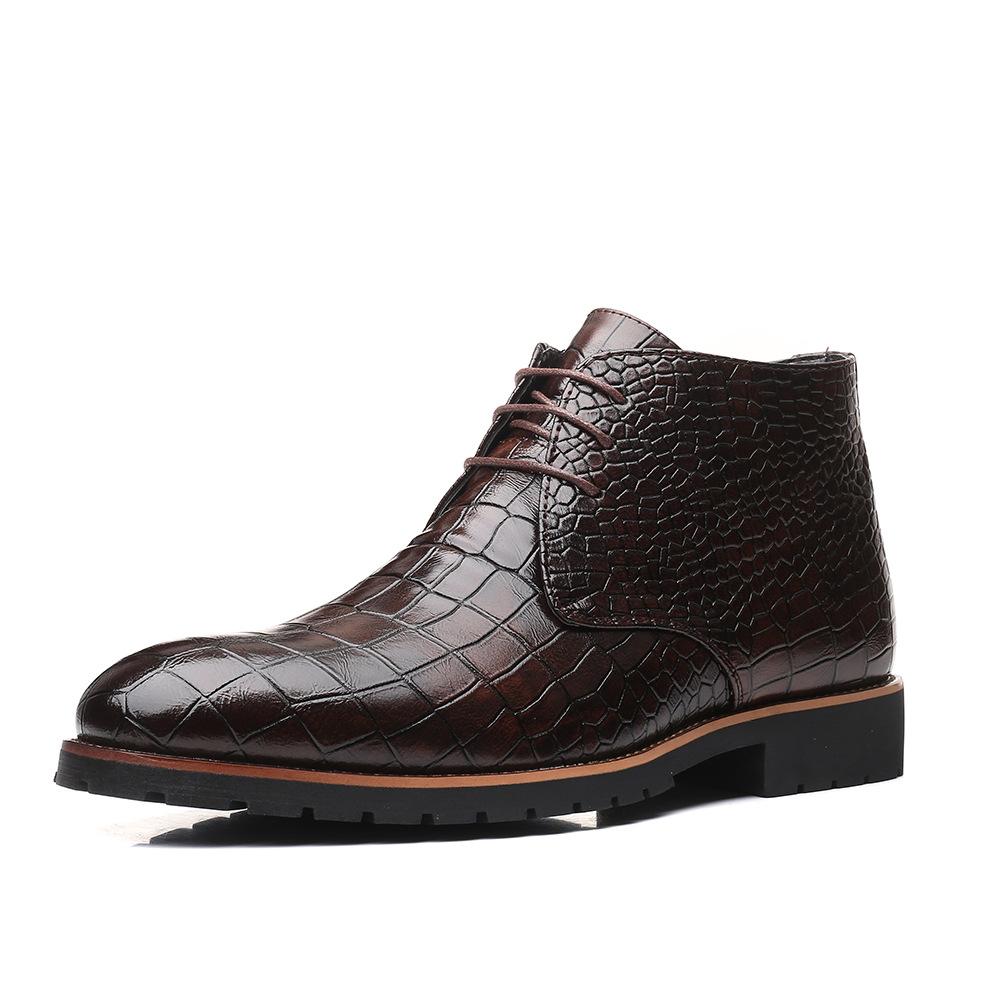 

Модные мужские ботинки Роскошные мужские ботильоны с крокодиловым узором Дизайнерские ботинки челси Высококачественная кожа Мужские мотоботы 38 темно-коричневого