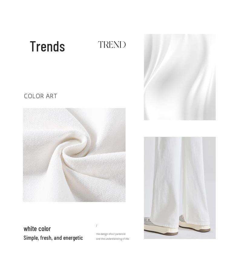 Extra Long High Waist White Wide Leg Jeans for Tall Women - Slim Fit, Spring/Autumn 2025