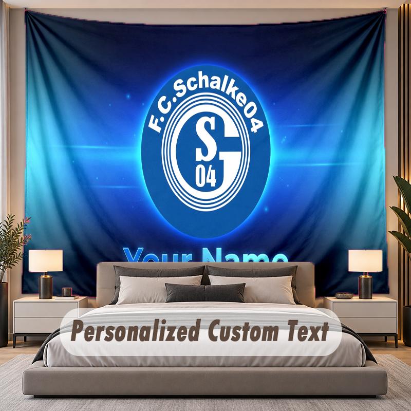 Custom Name Text Tapestry Schalke 04 FC Personalized Polyester Wall Tapestry For Bedroom And Room