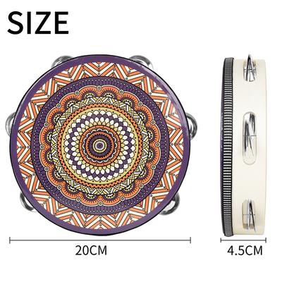 IRIN 8 Inch Tambourine Handbells Ethnic Percussion Orff Instruments Old-Fashioned Tambourine Solid Wood Tambourine Bells Part