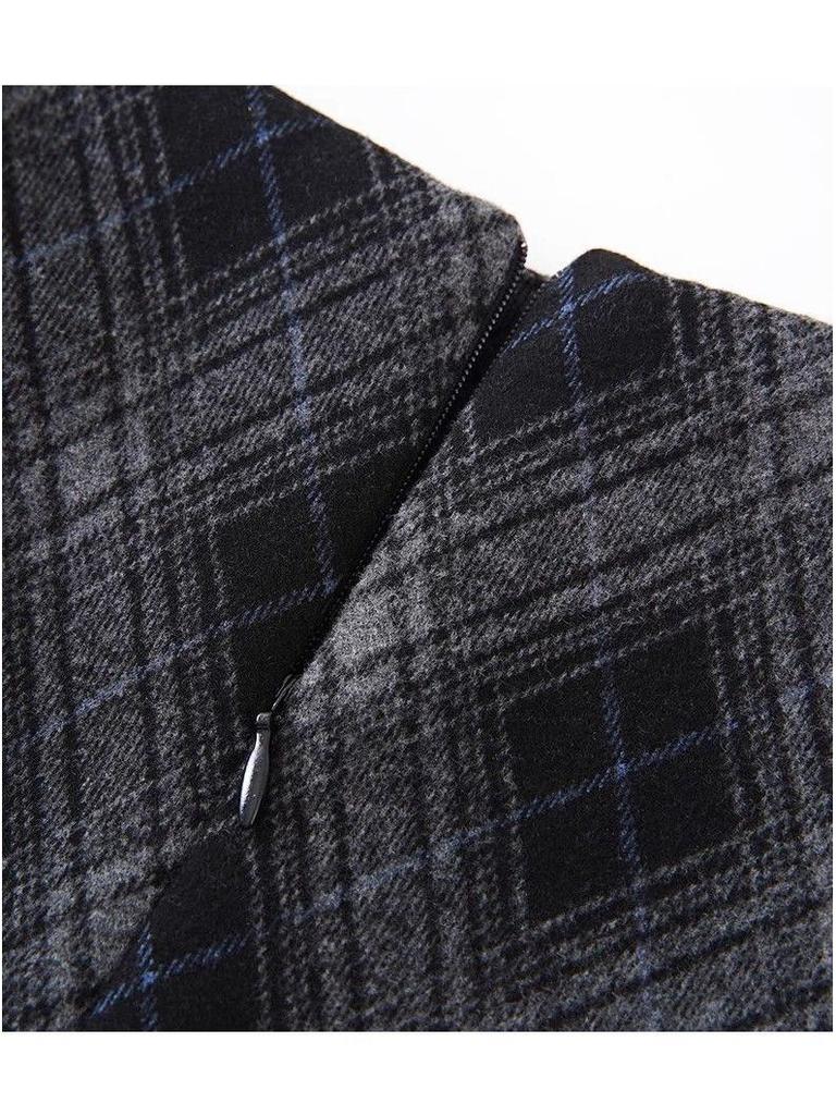 2025 New Retro Plaid Woolen A-line High Waist Petite Skirt - Autumn/Winter Collection