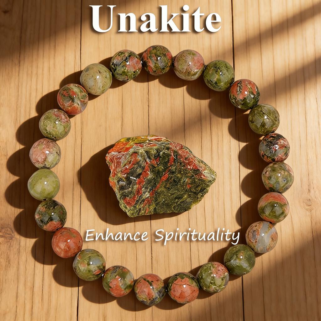 Natural Stone Bead Bracelet Unakite 6 8 10mm Healing Reiki Vitality Charm Bracelet Handmade Round Beads Mens Womens Gift Jewelry