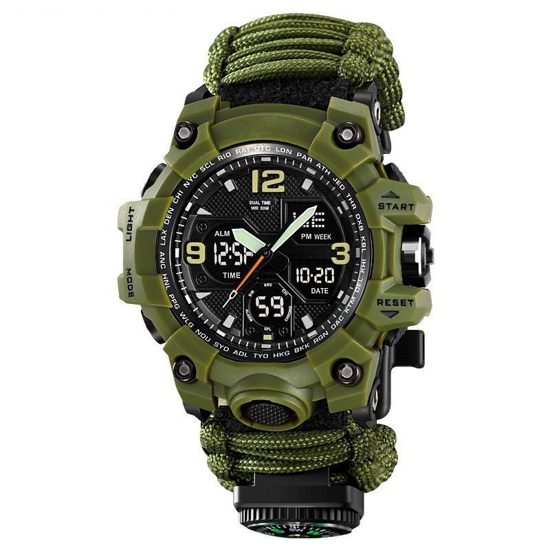 

Dual Display Electronic Watch, Whistle Fire Compass Thermometer Watch Men s, Outdoor Watch