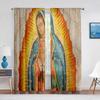 Our Lady Guadalupe Mexican Saint Virgin Mary Floral Sheer Curtains for Bedroom Living Room Kitchen Blinds Window Curtains 2pcs