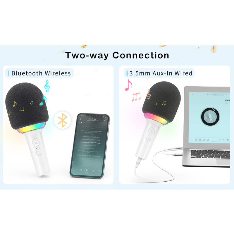 Karaoke Microphone Wireless Bluetooth-compatible Handheld Mic with Built-in Speaker,Portable Singing Microphone for Party