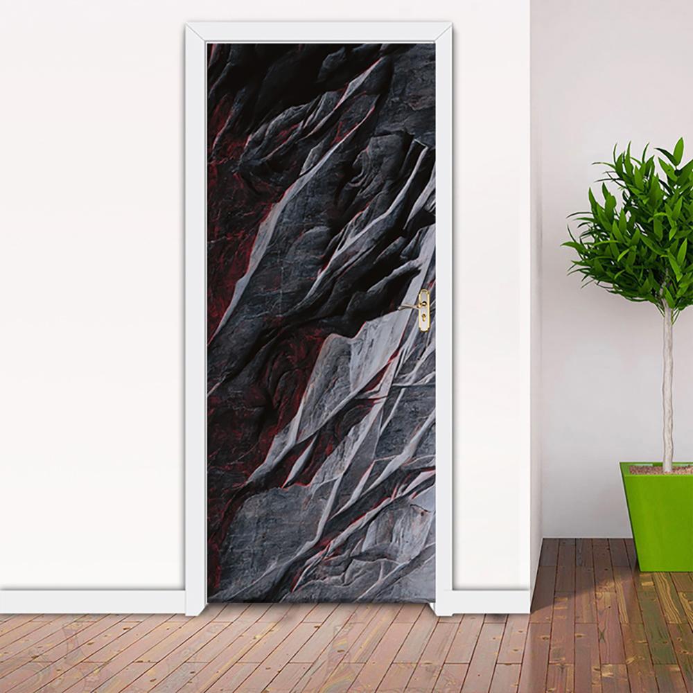 

1 комплект/2 шт. 3D наклейки на дверь, отрывные водонепроницаемые обои для декора двери, черно-красный мраморный стикер, художественный декор 95cm*215cm чёрный