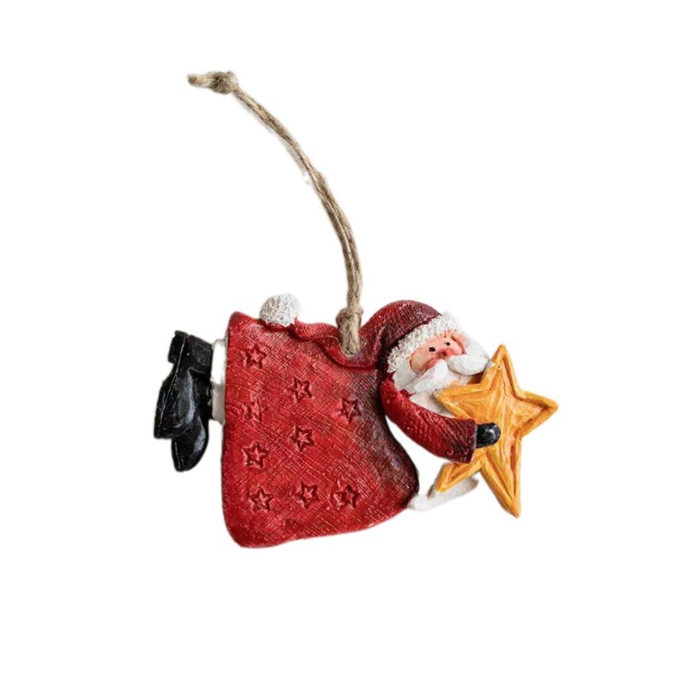 2pcs Hand-painted Santa Claus Ornament Creative Christmas Figurine Pendant  Gift