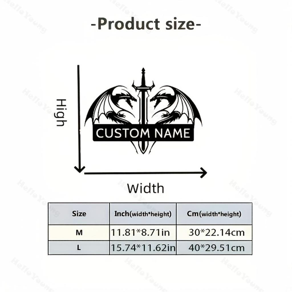 Metal Wall Art Dragon Name Sign Personalized Home Office Decor