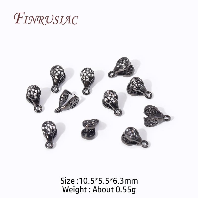 Multi Types 18K Gold Plated Inlaid Zircon Beila For Pendants,Pinch Clip Bails For Crystal Agate Jewelry Making,Pendant Connector