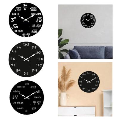 Round Wall Clock with Math Formula Non-ticking Mechanism Wall Decor Clock for Modern Home Office Classroom