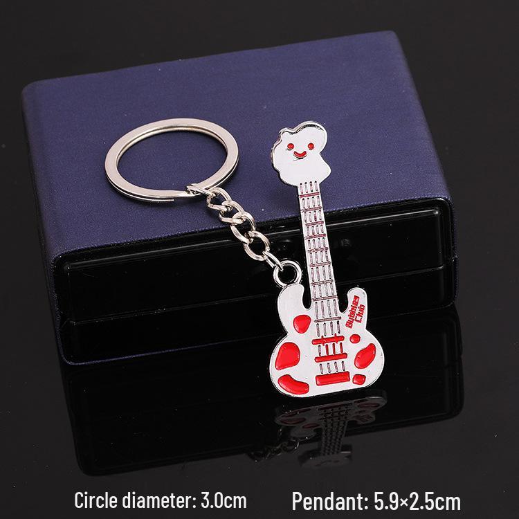European & American Rock Guitar Keychain: Hip Hop Drip Oil Alloy Pendant Charm for Women's Bags
