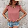 Women's Summer Solid Color Vest Solid Color Round Neck Pullover Ruffle Top