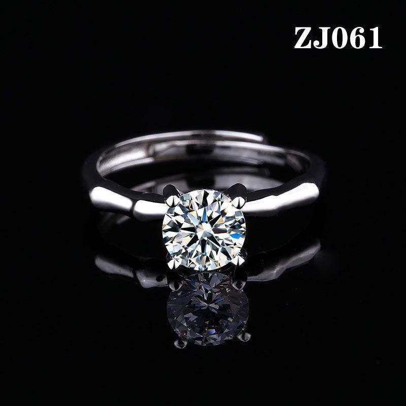 Moissanite Open Ring: Women s One Carat Six-Prong Setting Adjustable